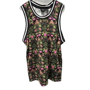 WeSC Flamingo-Go Wild Basketball Tank Top Unisex M NWT Vibrant Floral Streetwear